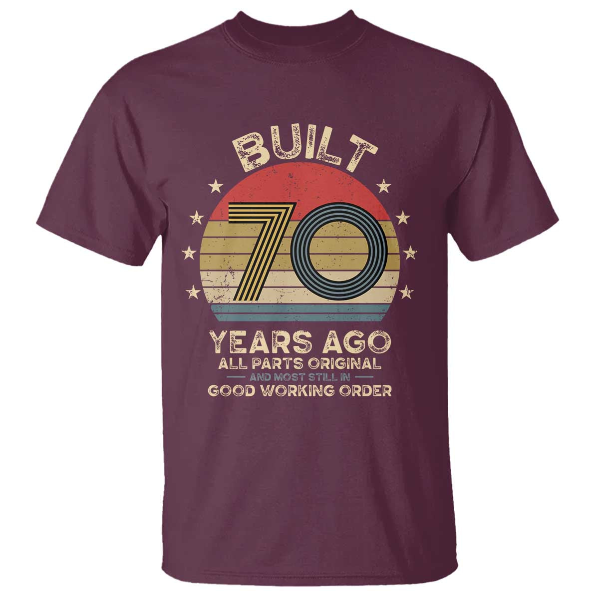 Funny 70th Birthday T Shirt Vintage Retro Built 70 Years Ago