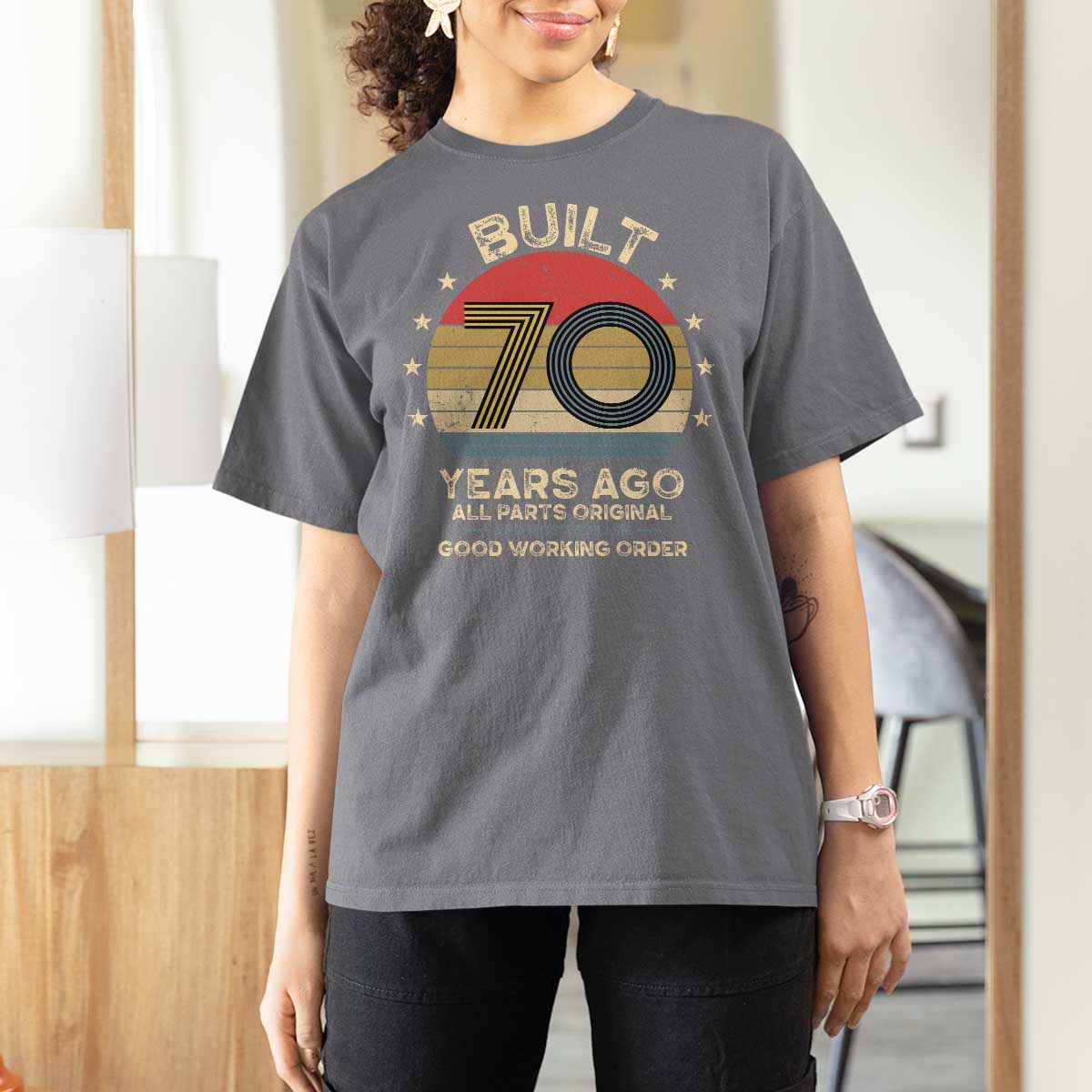 Funny 70th Birthday T Shirt For Women Vintage Retro Built 70 Years Ago