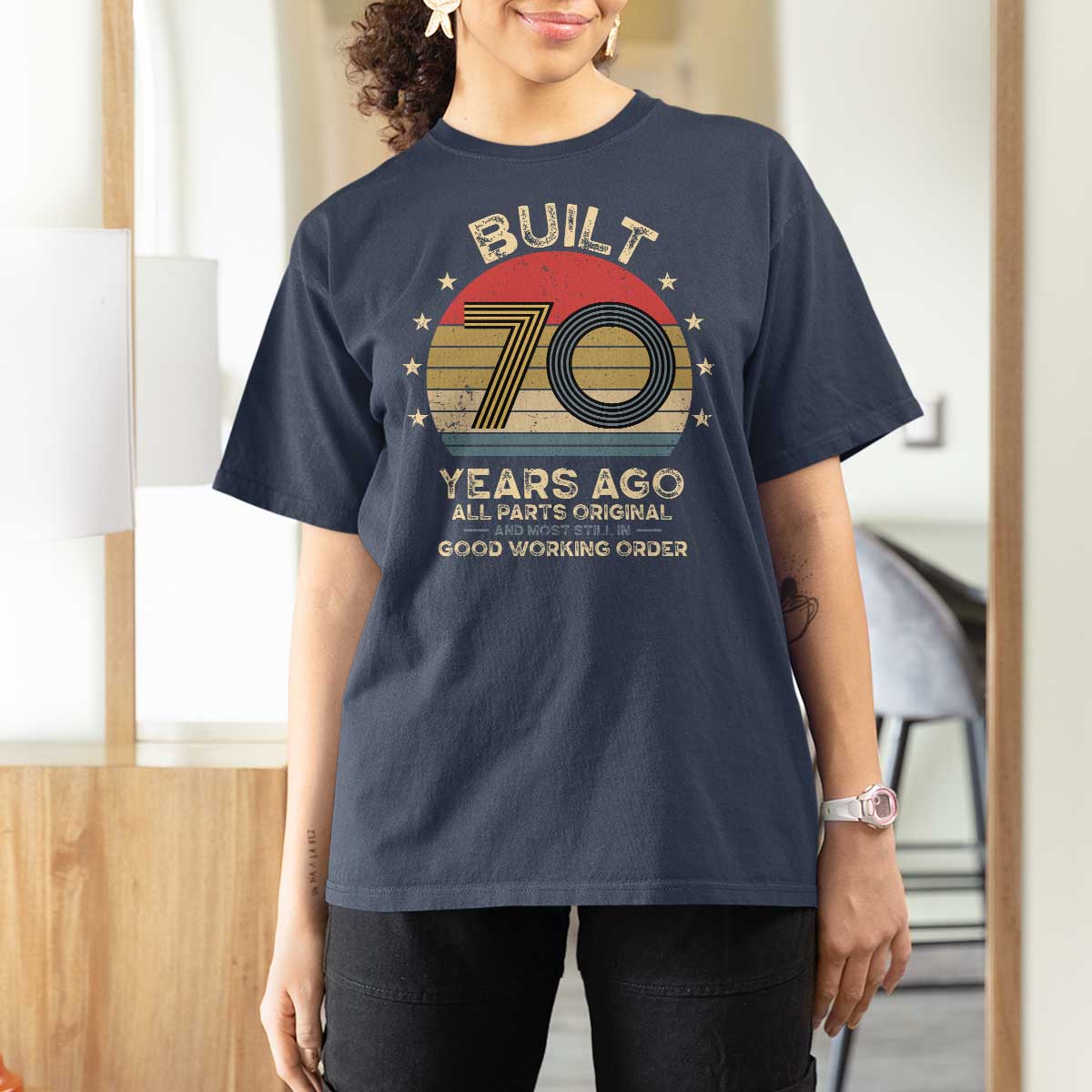 Funny 70th Birthday T Shirt For Women Vintage Retro Built 70 Years Ago