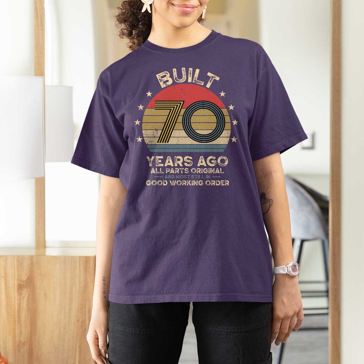 Funny 70th Birthday T Shirt For Women Vintage Retro Built 70 Years Ago