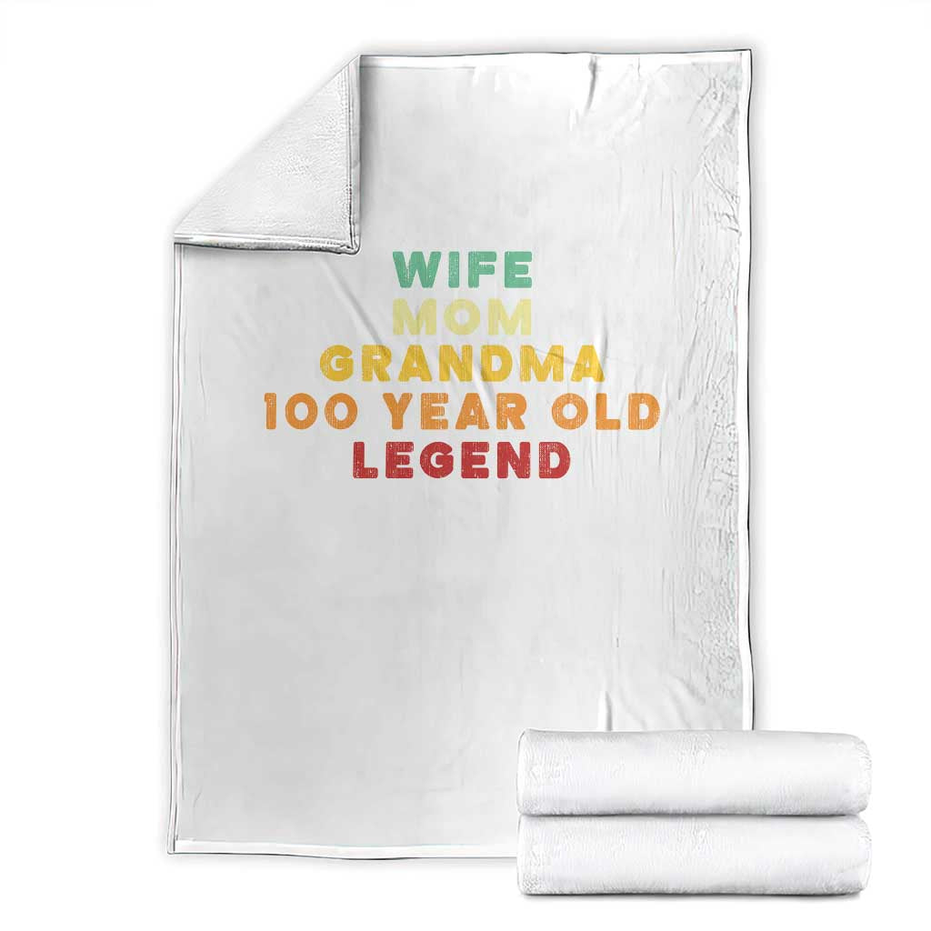 100th Birthday Gifts For Women Throw Blanket Wife Mom Grandma 100 Year Old Legend