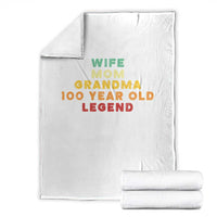 100th Birthday Gifts For Women Throw Blanket Wife Mom Grandma 100 Year Old Legend