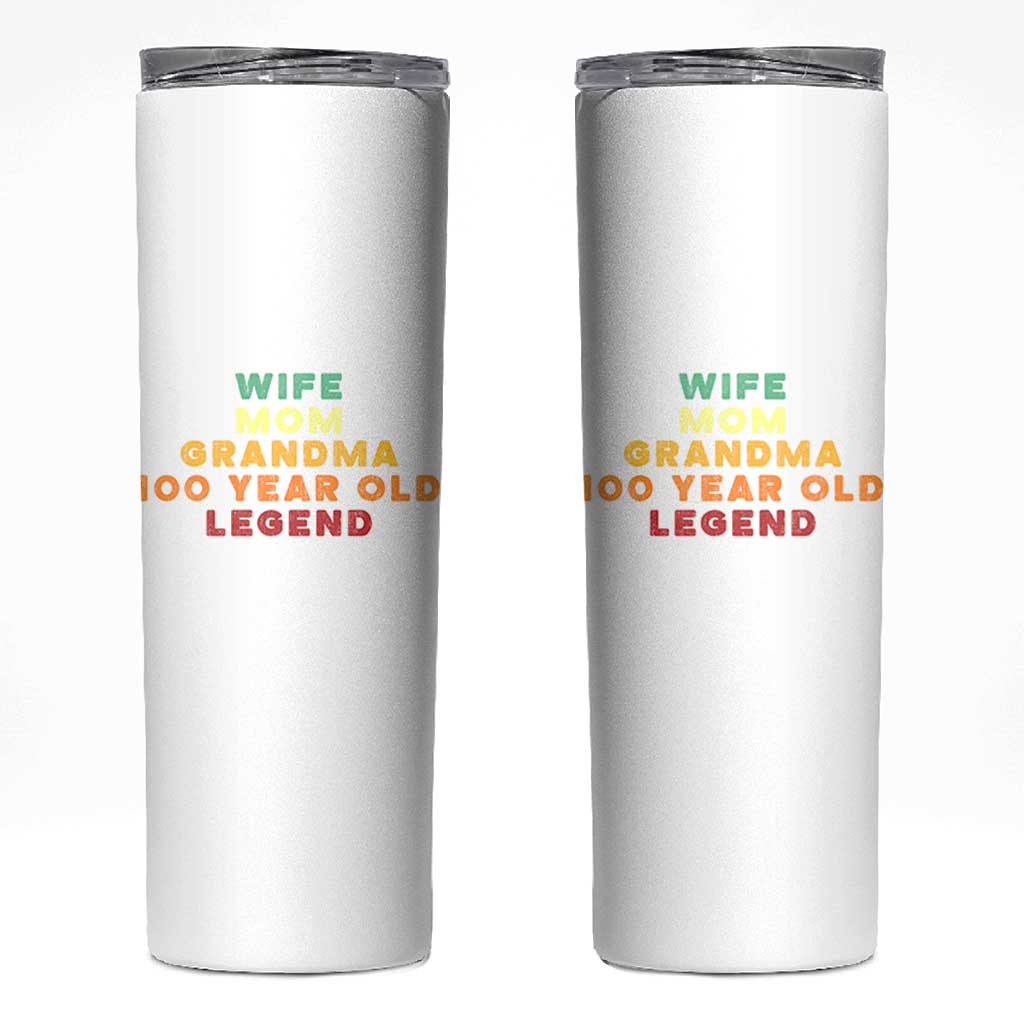 100th Birthday Gifts For Women Skinny Tumbler Wife Mom Grandma 100 Year Old Legend