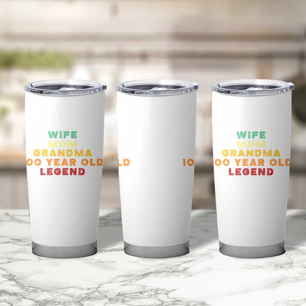 100th Birthday Gifts For Women Tumbler Cup Wife Mom Grandma 100 Year Old Legend