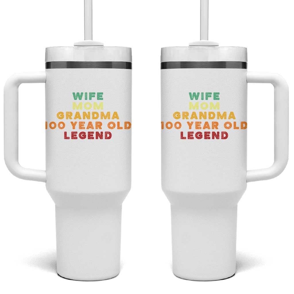 100th Birthday Gifts For Women Tumbler With Handle Wife Mom Grandma 100 Year Old Legend