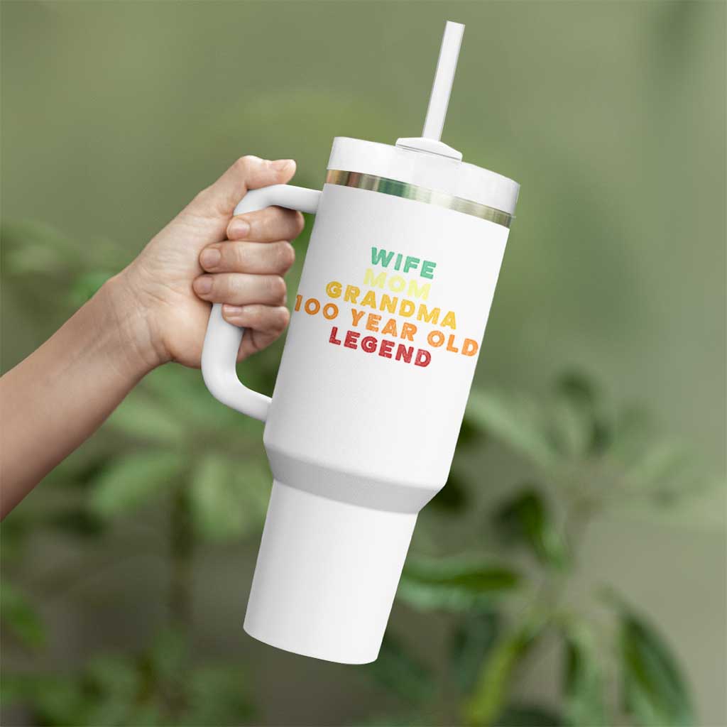 100th Birthday Gifts For Women Tumbler With Handle Wife Mom Grandma 100 Year Old Legend