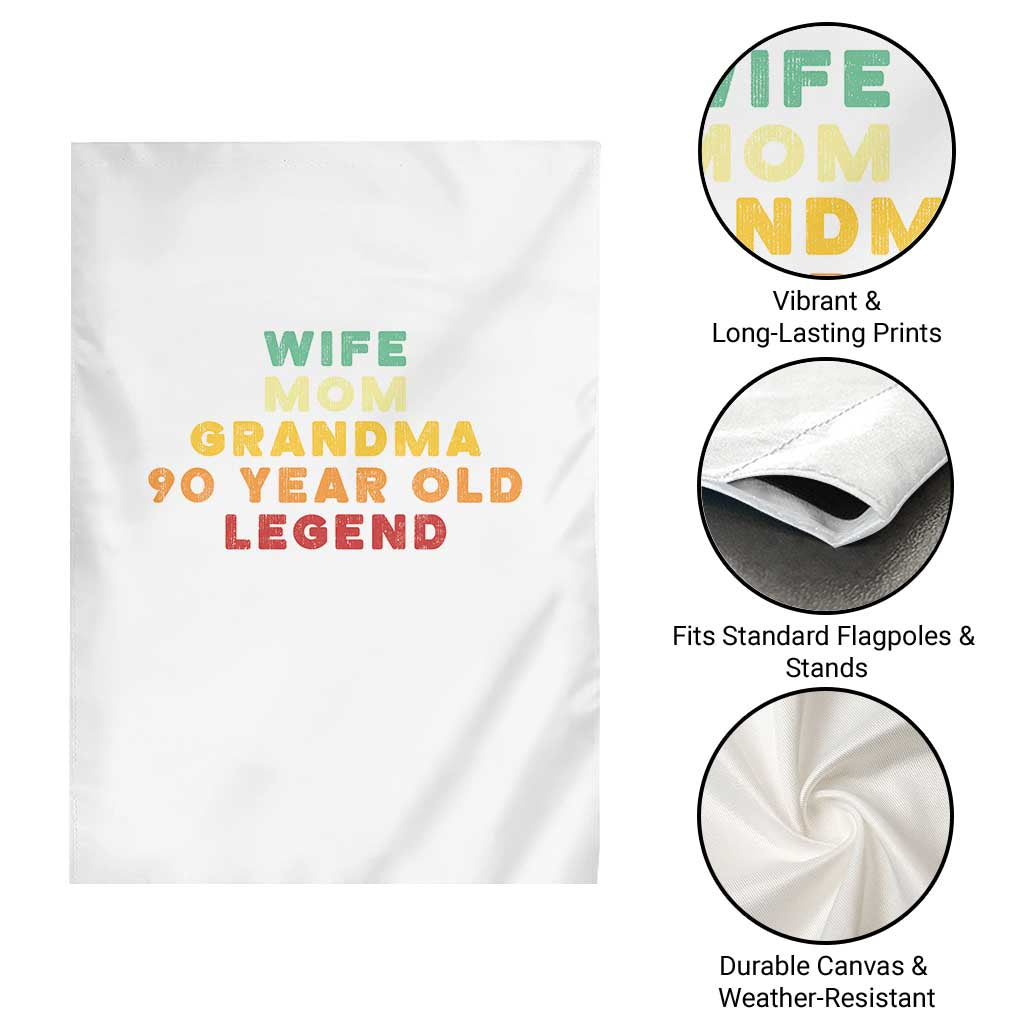 90th Birthday Gifts For Women Garden Flag Wife Mom Grandma 90 Year Old Legend