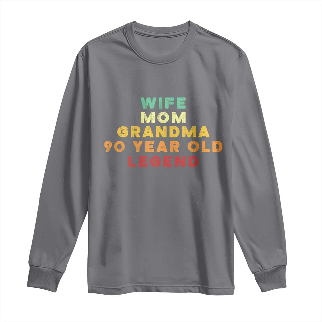90th Birthday Gifts For Women Long Sleeve Shirt Wife Mom Grandma 90 Year Old Legend