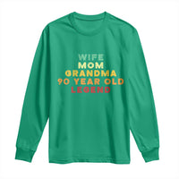 90th Birthday Gifts For Women Long Sleeve Shirt Wife Mom Grandma 90 Year Old Legend