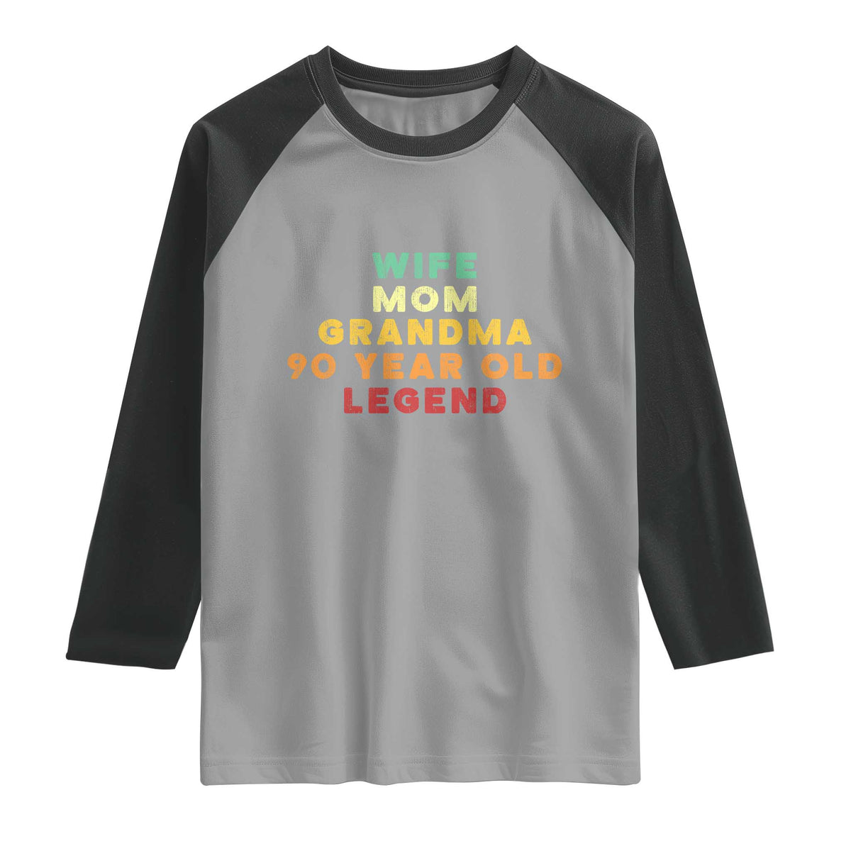 90th Birthday Gifts For Women Raglan Shirt Wife Mom Grandma 90 Year Old Legend