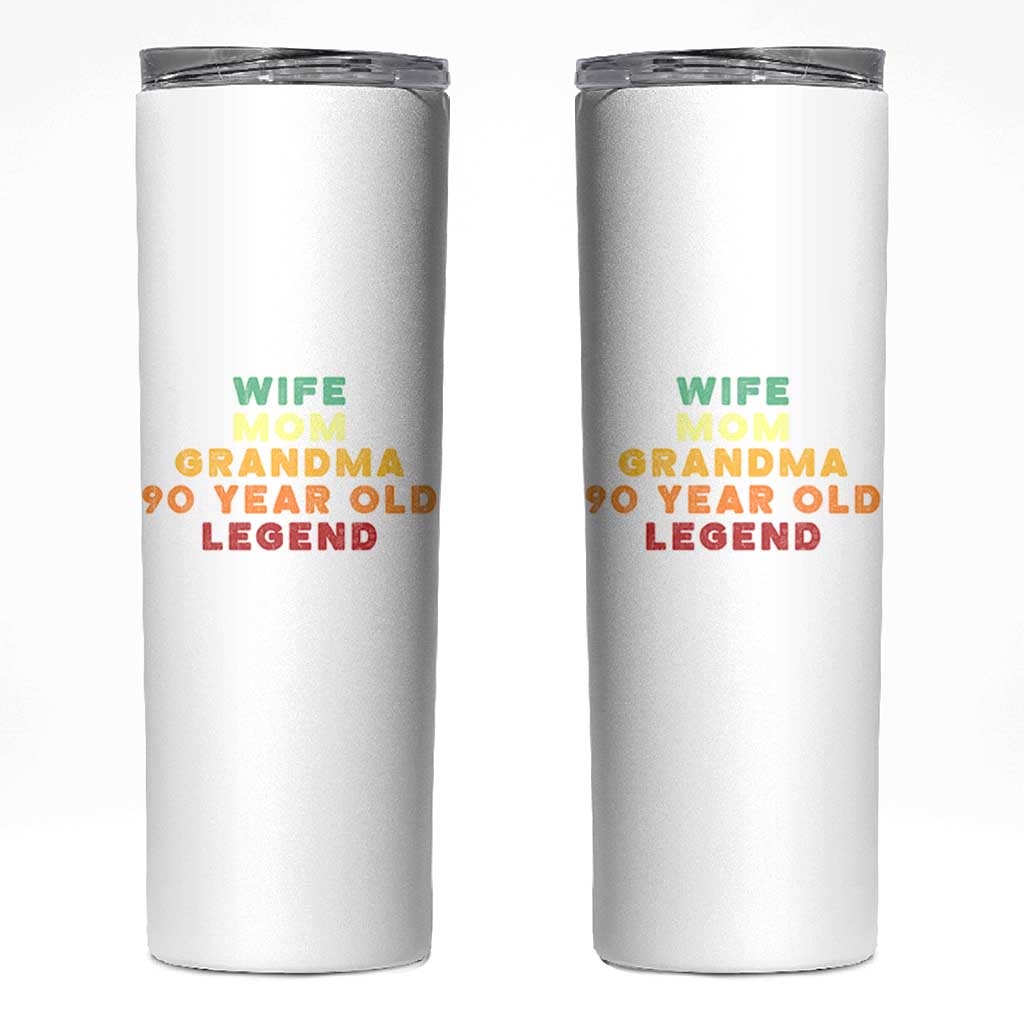 90th Birthday Gifts For Women Skinny Tumbler Wife Mom Grandma 90 Year Old Legend