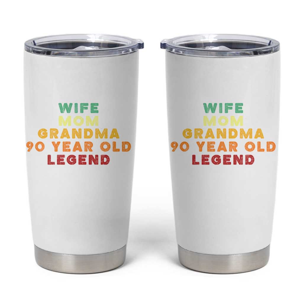 90th Birthday Gifts For Women Tumbler Cup Wife Mom Grandma 90 Year Old Legend