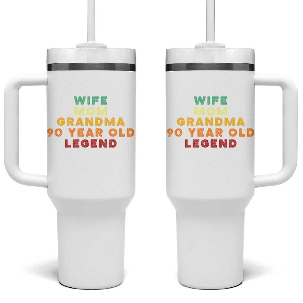 90th Birthday Gifts For Women Tumbler With Handle Wife Mom Grandma 90 Year Old Legend