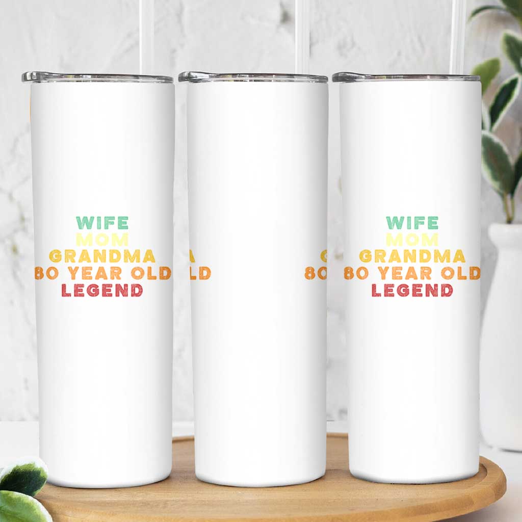 80th Birthday Gifts For Women Skinny Tumbler Wife Mom Grandma 80 Year Old Legend