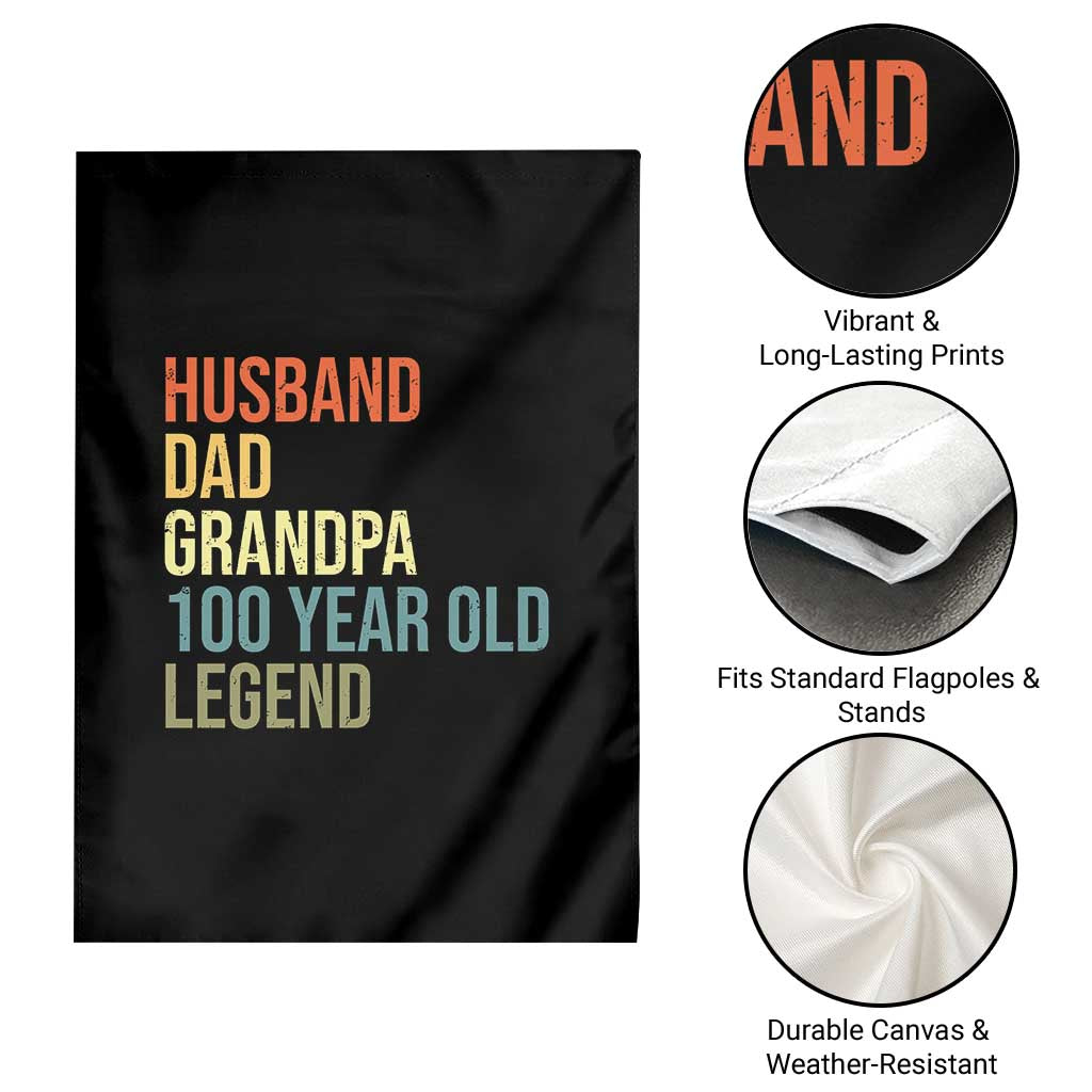 100th Birthday Garden Flag Husband Dad Grandpa 100 Year Old Legend