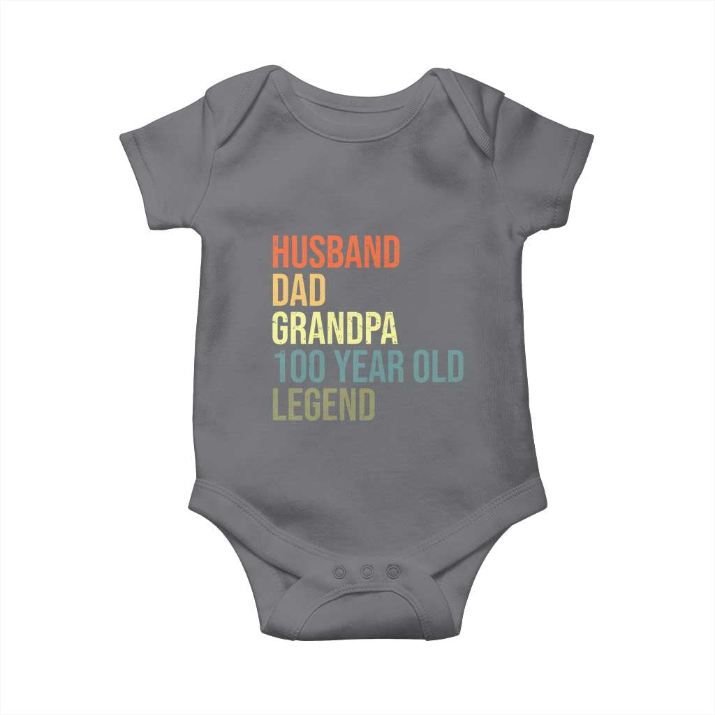 100th Birthday Baby Onesie Husband Dad Grandpa 100 Year Old Legend