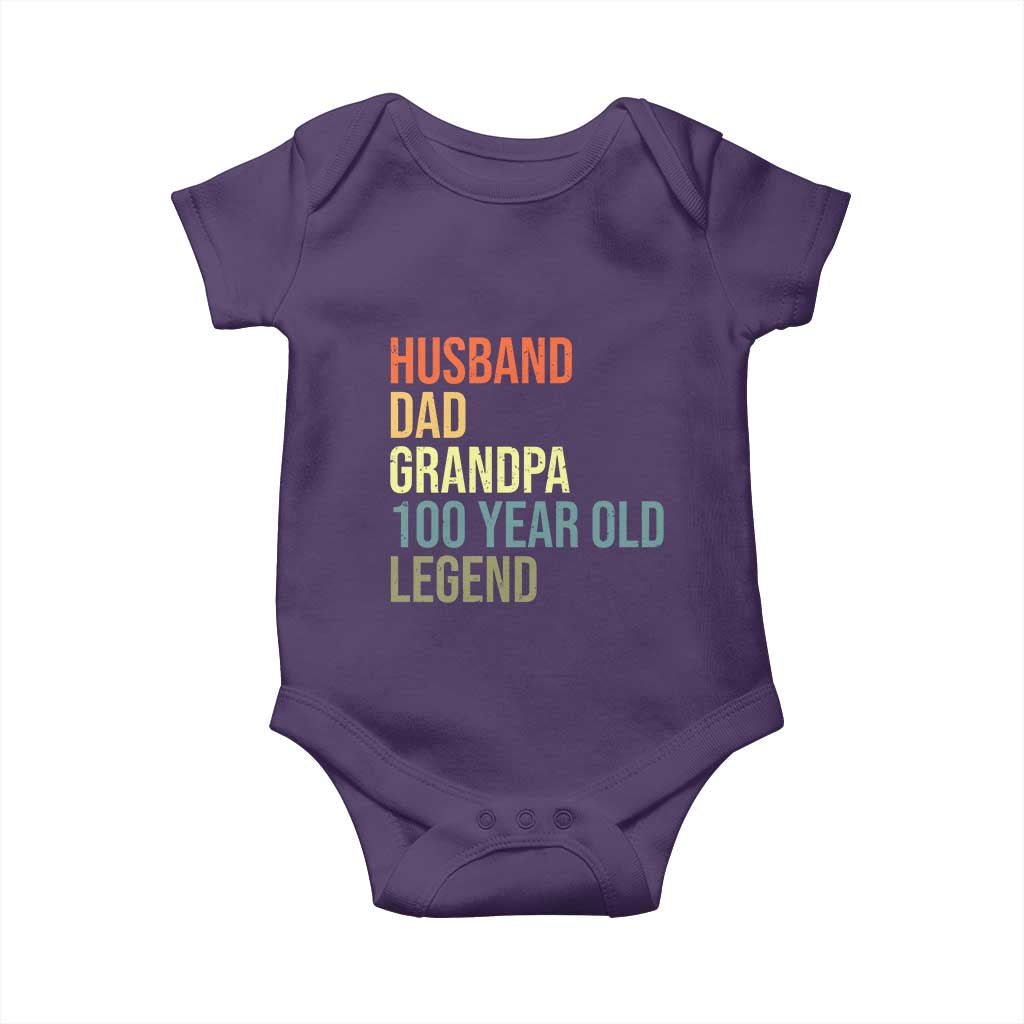 100th Birthday Baby Onesie Husband Dad Grandpa 100 Year Old Legend
