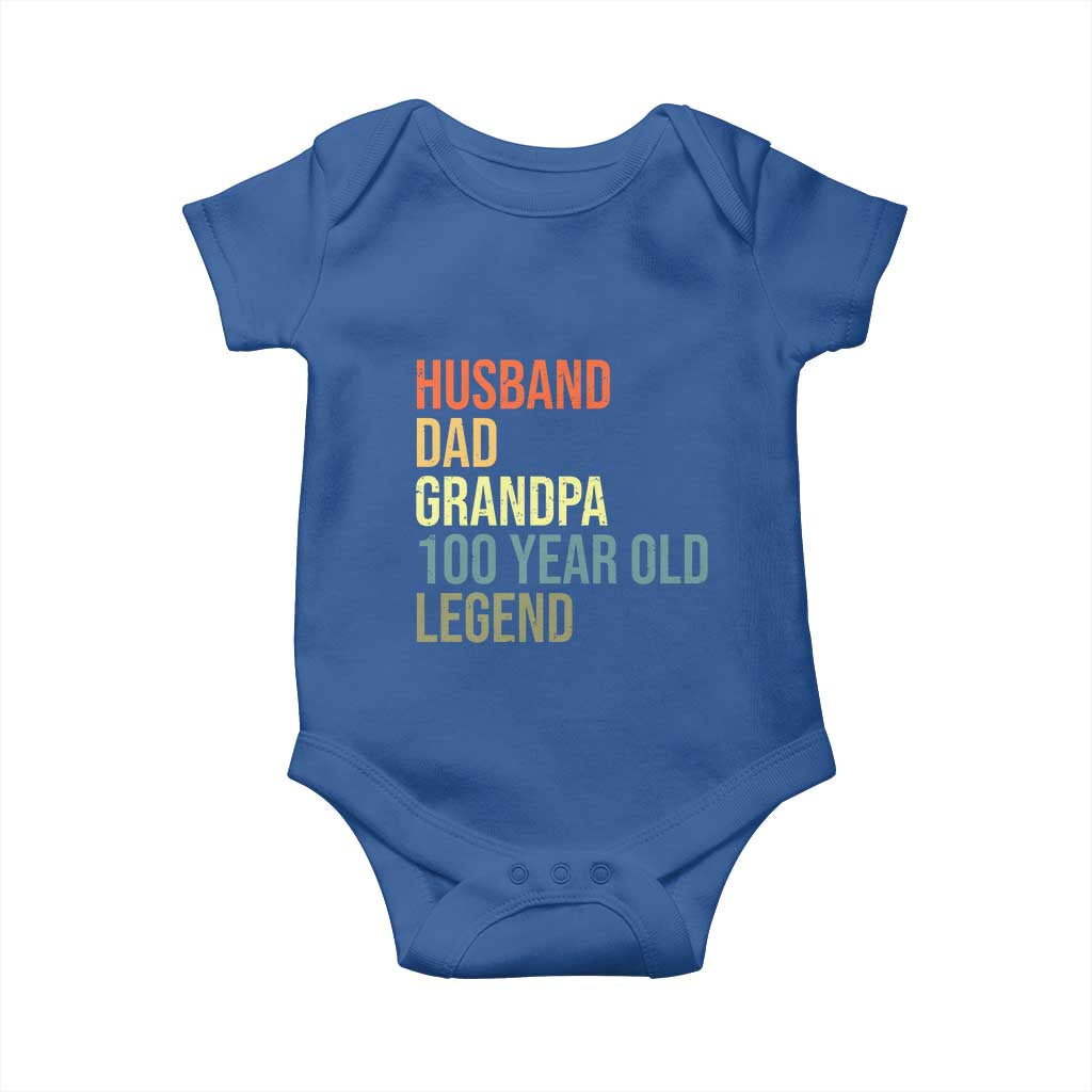 100th Birthday Baby Onesie Husband Dad Grandpa 100 Year Old Legend