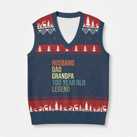 100th Birthday V-Neck Knit Sweater Vest Husband Dad Grandpa 100 Year Old Legend