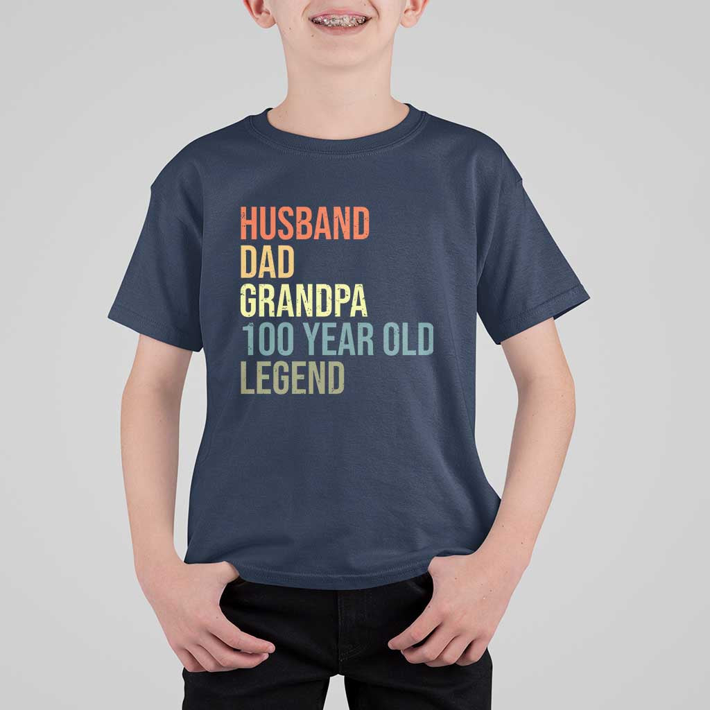 100th Birthday T Shirt For Kid Husband Dad Grandpa 100 Year Old Legend