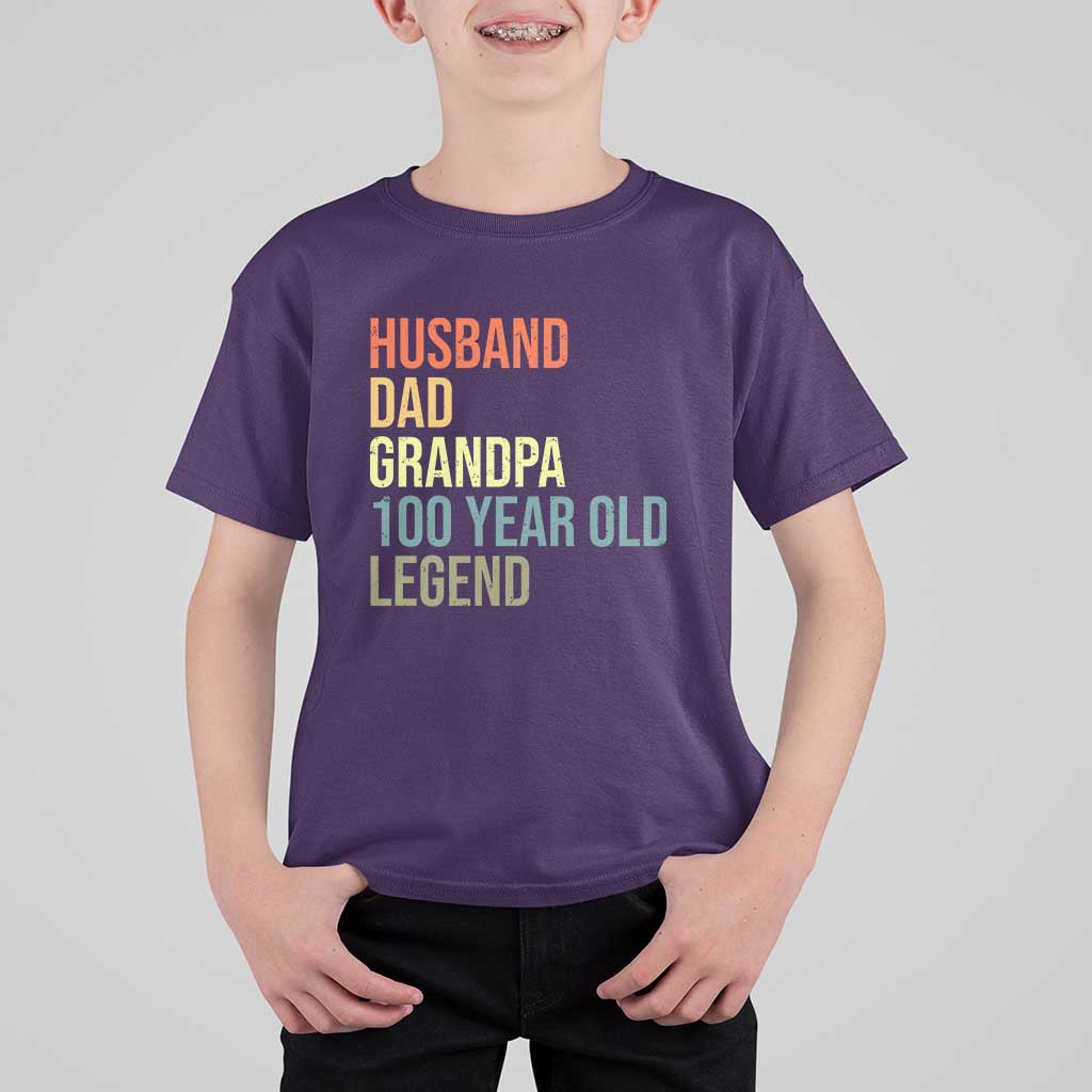 100th Birthday T Shirt For Kid Husband Dad Grandpa 100 Year Old Legend
