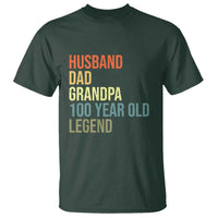 100th Birthday T Shirt Husband Dad Grandpa 100 Year Old Legend