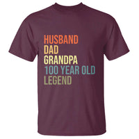 100th Birthday T Shirt Husband Dad Grandpa 100 Year Old Legend