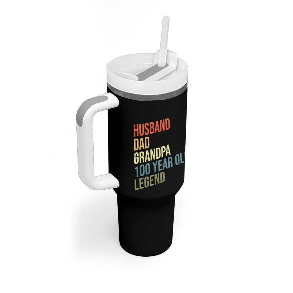 100th Birthday Tumbler With Handle Husband Dad Grandpa 100 Year Old Legend