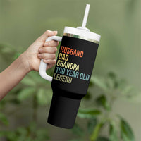 100th Birthday Tumbler With Handle Husband Dad Grandpa 100 Year Old Legend