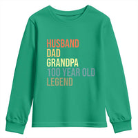 100th Birthday Youth Sweatshirt Husband Dad Grandpa 100 Year Old Legend