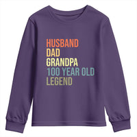 100th Birthday Youth Sweatshirt Husband Dad Grandpa 100 Year Old Legend
