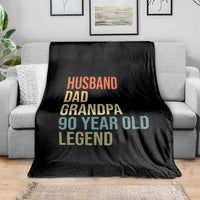 90th Birthday Throw Blanket Husband Dad Grandpa 90 Year Old Legend