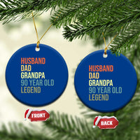 90th Birthday Ceramic Ornament Husband Dad Grandpa 90 Year Old Legend