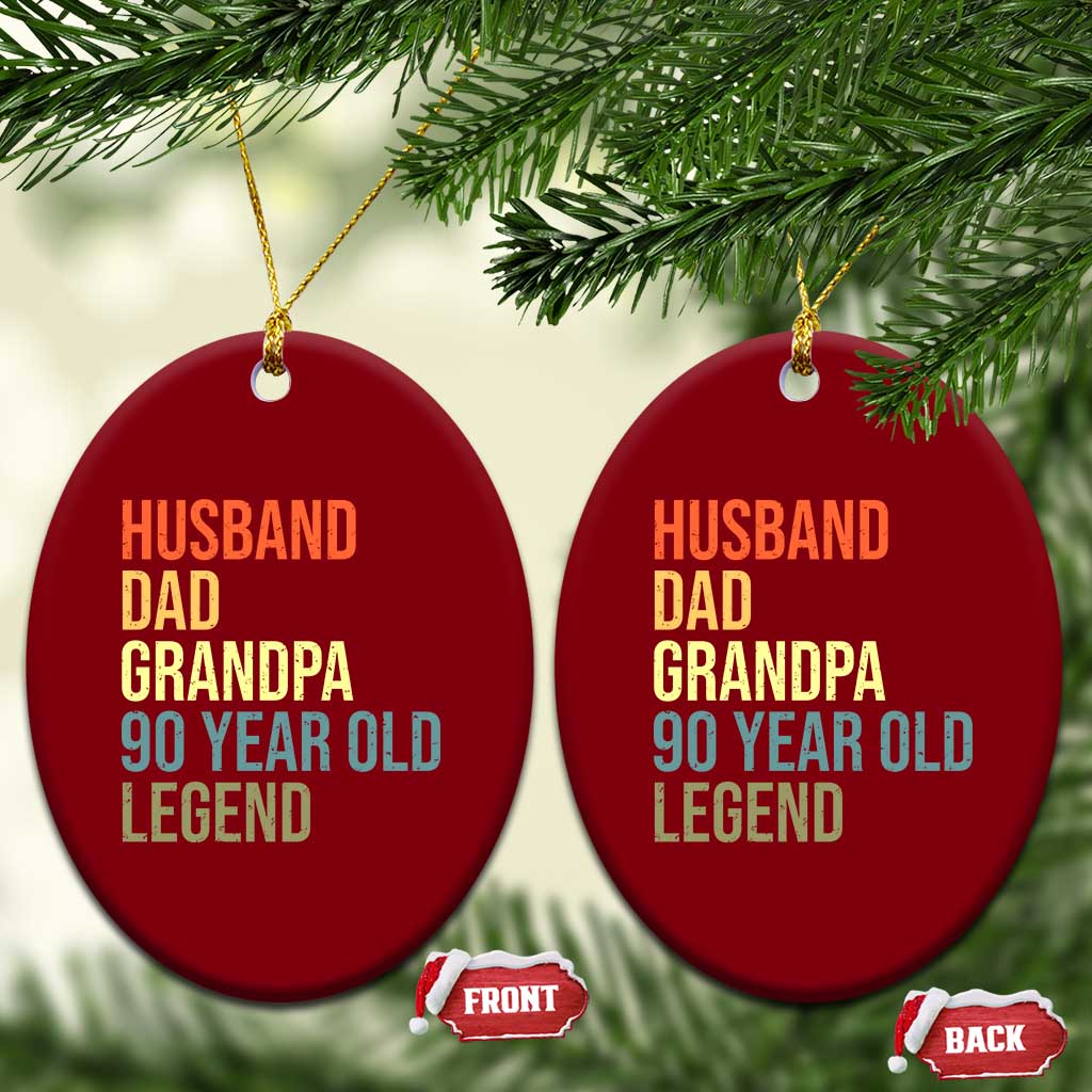 90th Birthday Ceramic Ornament Husband Dad Grandpa 90 Year Old Legend