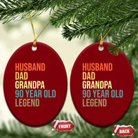 90th Birthday Ceramic Ornament Husband Dad Grandpa 90 Year Old Legend