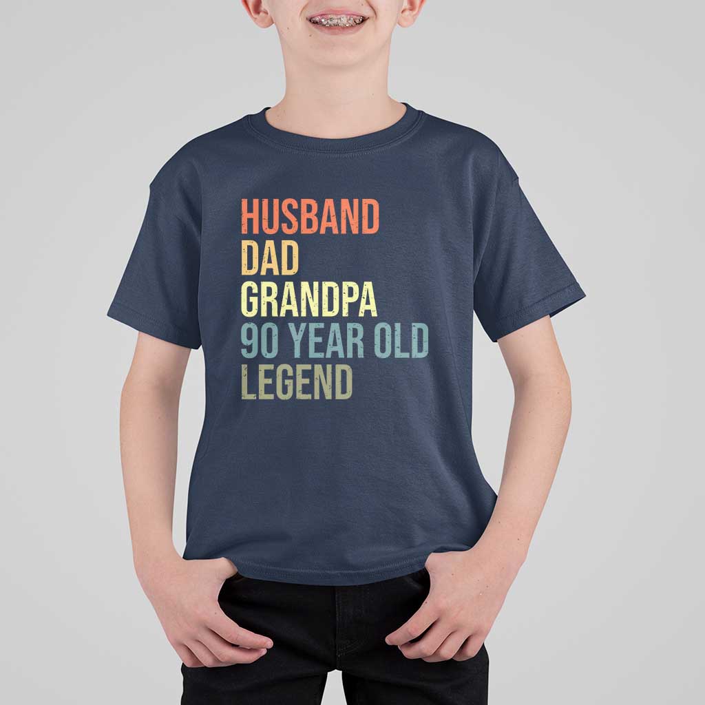 90th Birthday T Shirt For Kid Husband Dad Grandpa 90 Year Old Legend