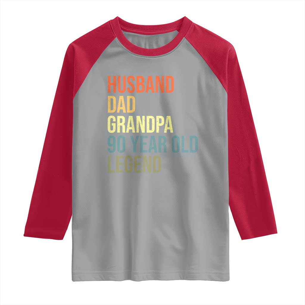 90th Birthday Raglan Shirt Husband Dad Grandpa 90 Year Old Legend