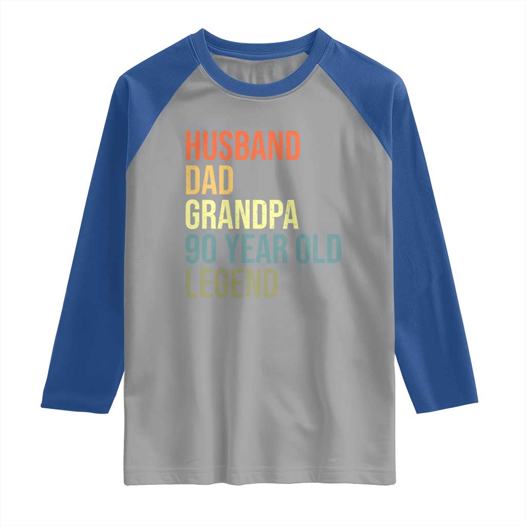 90th Birthday Raglan Shirt Husband Dad Grandpa 90 Year Old Legend