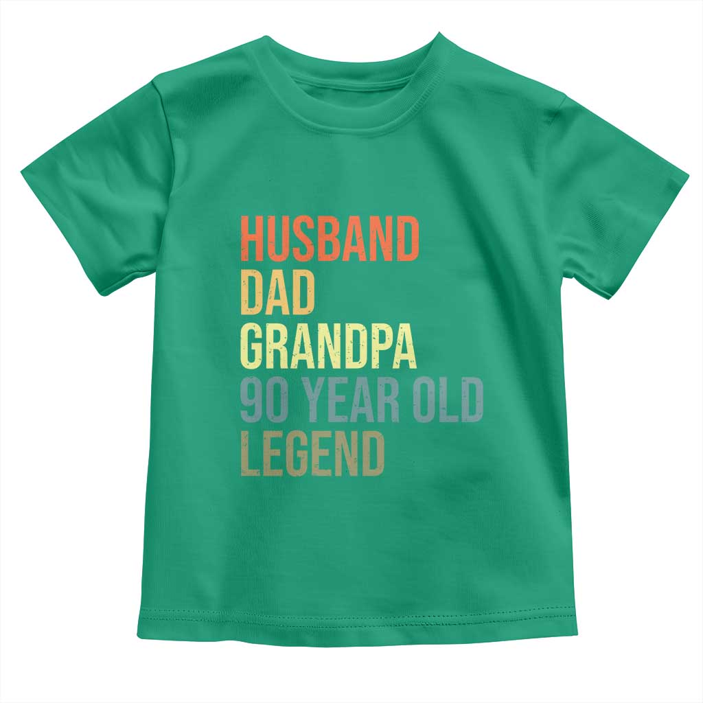 90th Birthday Toddler T Shirt Husband Dad Grandpa 90 Year Old Legend