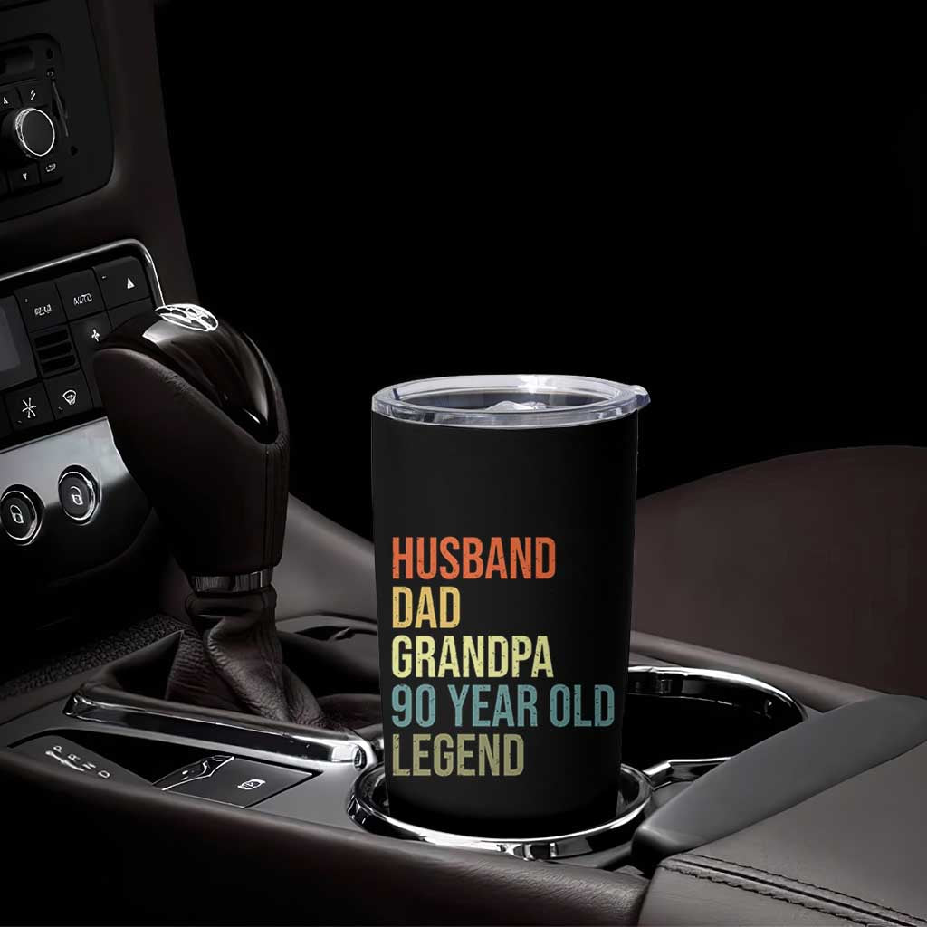 90th Birthday Tumbler Cup Husband Dad Grandpa 90 Year Old Legend