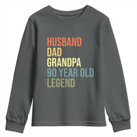 90th Birthday Youth Sweatshirt Husband Dad Grandpa 90 Year Old Legend