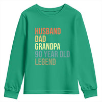 90th Birthday Youth Sweatshirt Husband Dad Grandpa 90 Year Old Legend