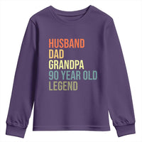 90th Birthday Youth Sweatshirt Husband Dad Grandpa 90 Year Old Legend