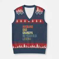 80th Birthday V-Neck Knit Sweater Vest Husband Dad Grandpa 80 Year Old Legend