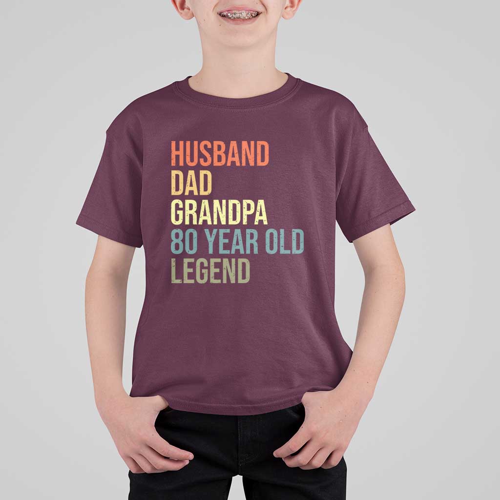80th Birthday T Shirt For Kid Husband Dad Grandpa 80 Year Old Legend