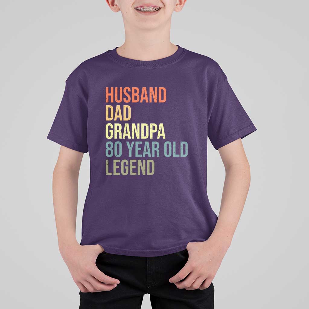 80th Birthday T Shirt For Kid Husband Dad Grandpa 80 Year Old Legend