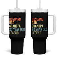 80th Birthday Tumbler With Handle Husband Dad Grandpa 80 Year Old Legend