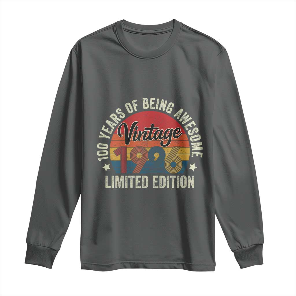 Funny 100th Birthday Long Sleeve Shirt Vintage 1926 Limited Edition 50 Year Old Bday Gifts