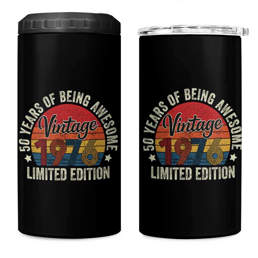 Funny 50th Birthday 4 in 1 Can Cooler Tumbler Vintage 1976 Limited Edition 50 Year Old Bday Gifts