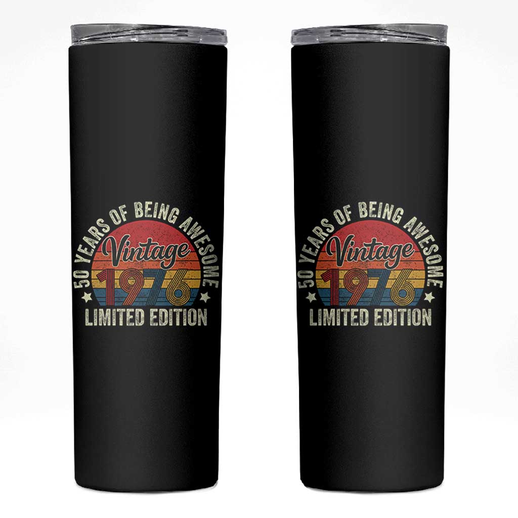 Funny 50th Birthday Skinny Tumbler Vintage 1976 Limited Edition 50 Year Old Bday Gifts